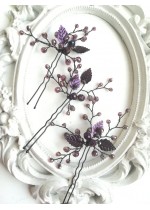 Абитуриентска украса за коса с кристали Сваровски в тъмно лилаво Purple Shine by Rosie
